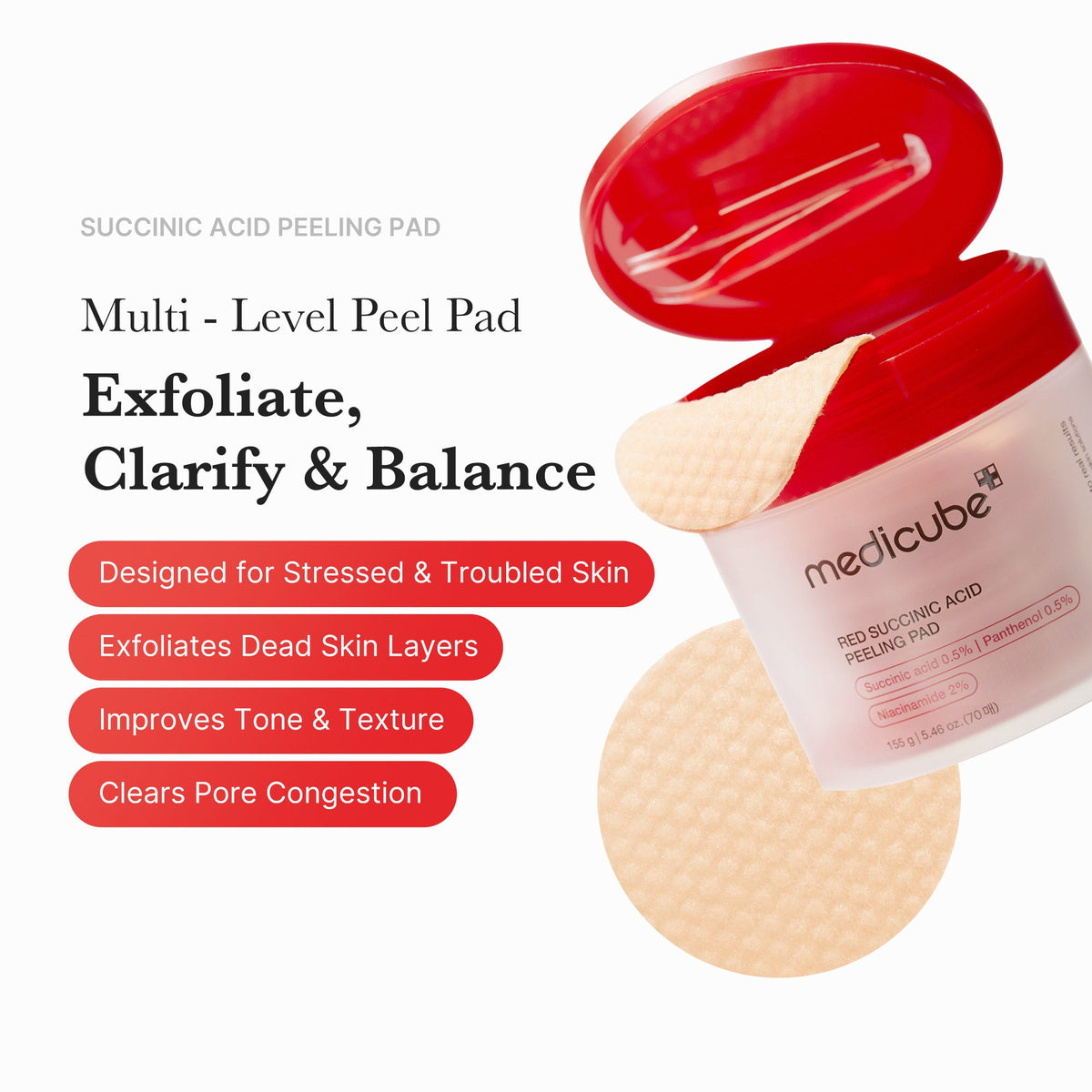 Red Succinic Acid Panthenol Pads | Medicube