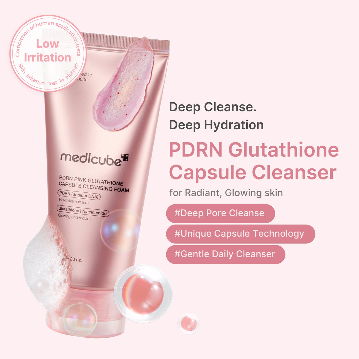 PDRN Pink Glutathione Capsule Foam Cleanser | Medicube